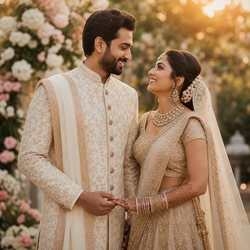 A couple celebrating their wedding